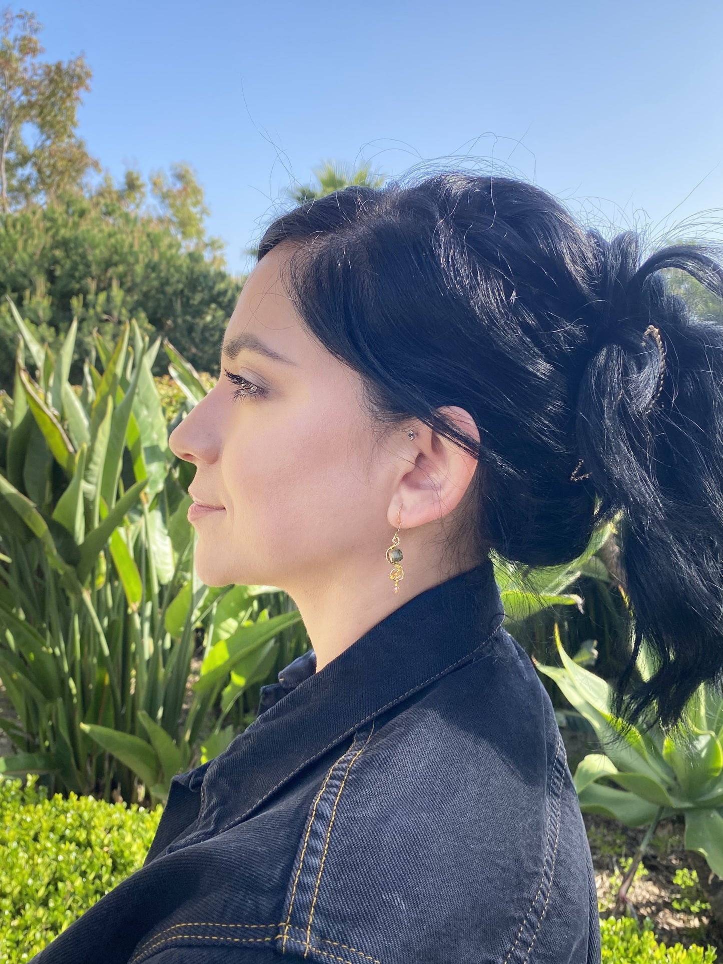 Twisted Unakite Crystal Earrings