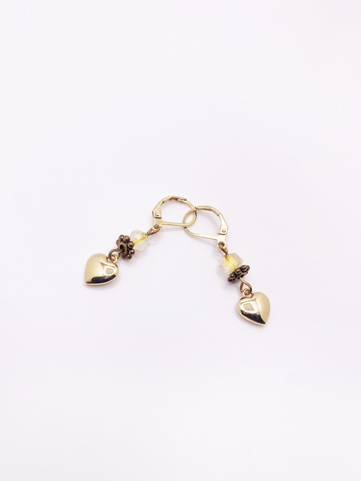 18k Heart and Citrine Earrings