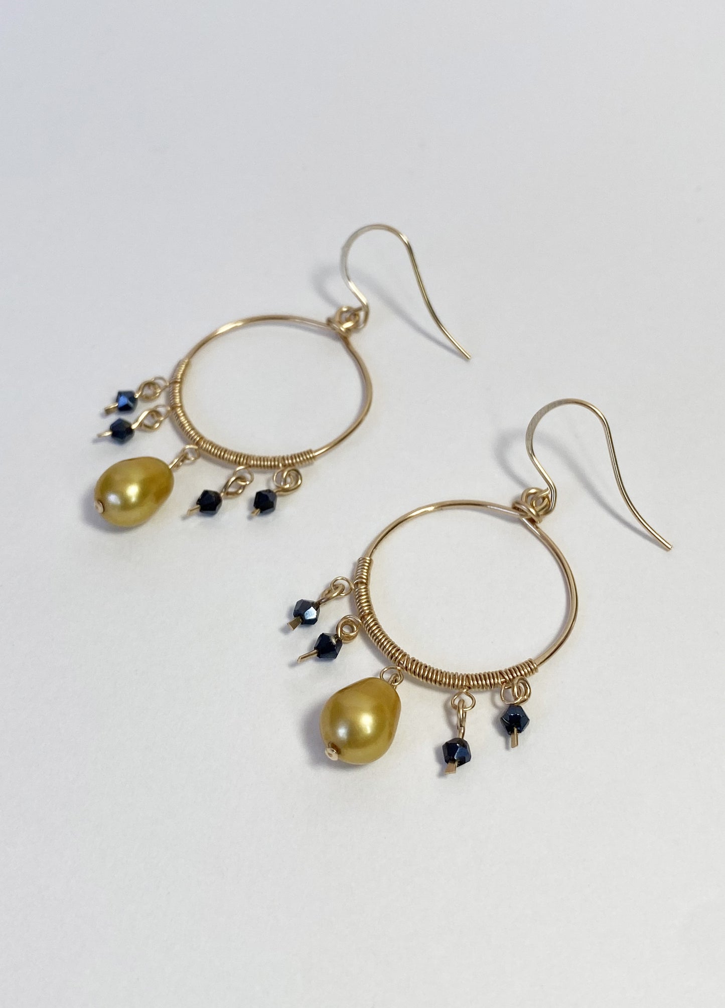 Gold Pearl Chandelier Earrings