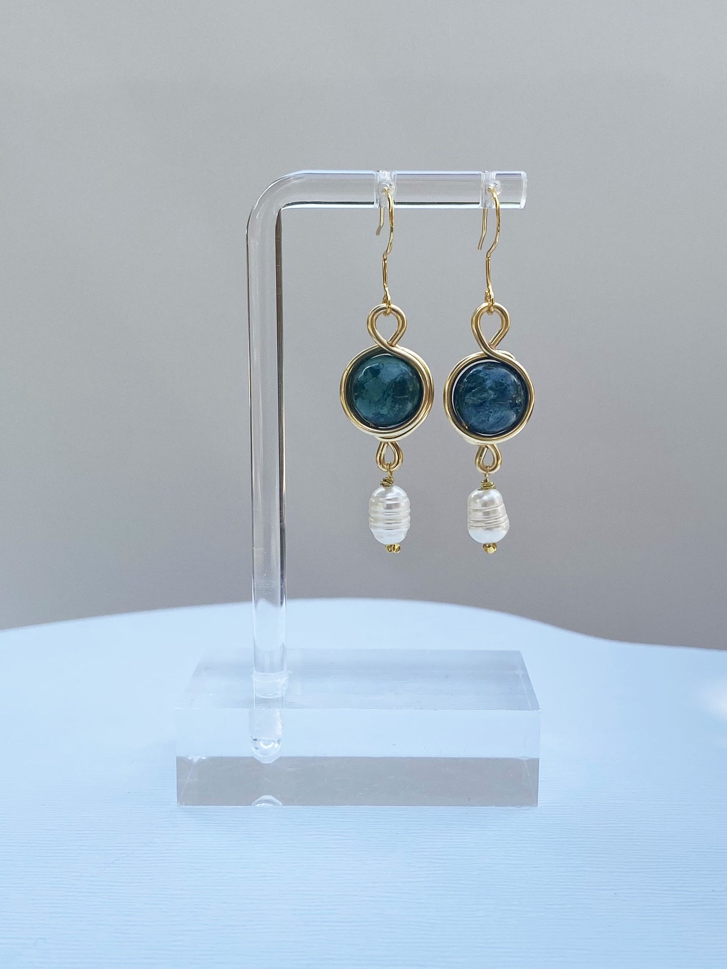 Indian Agate Pearl Drop Earrings