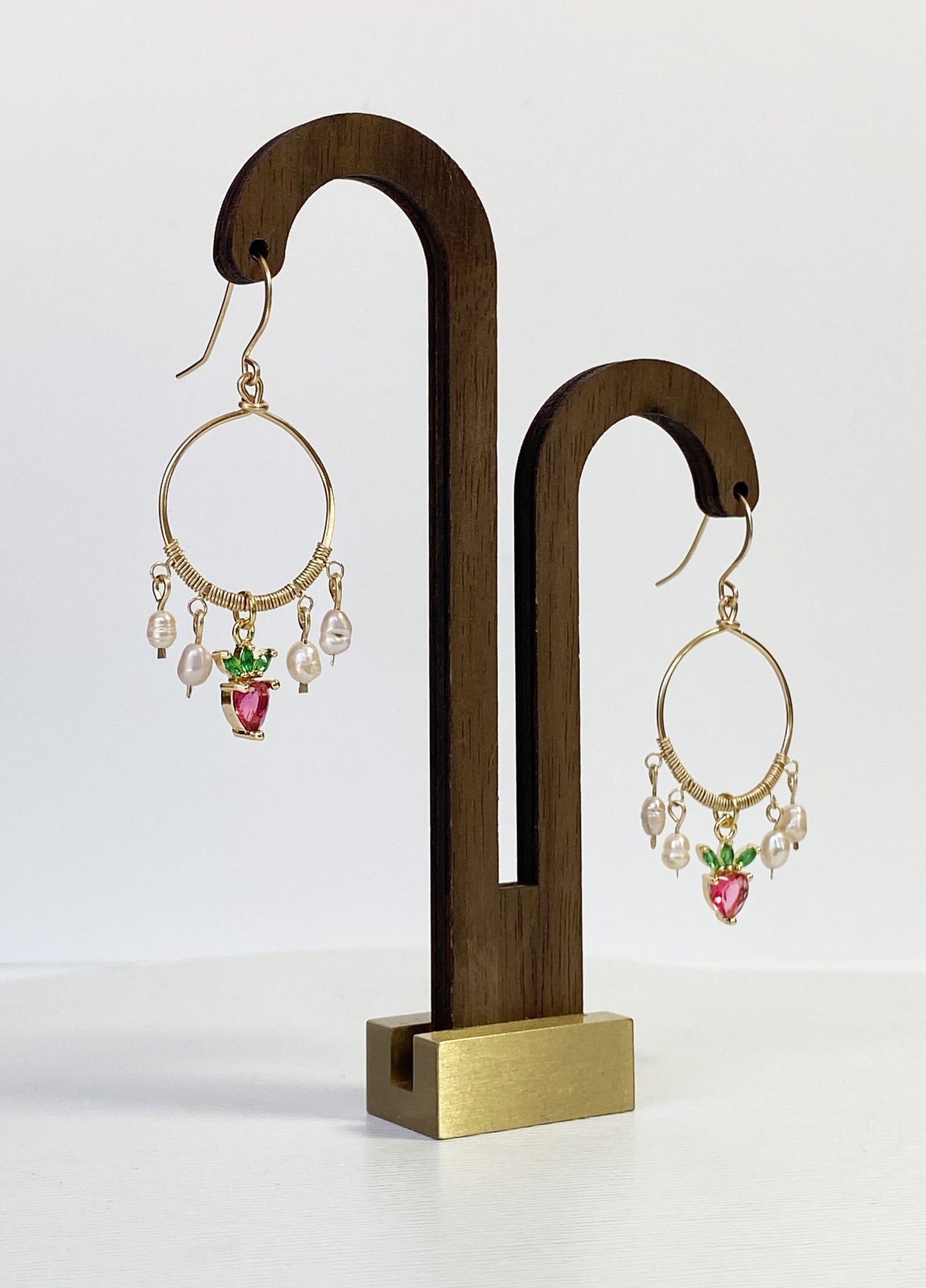 Ruby Heart Chandelier Earrings