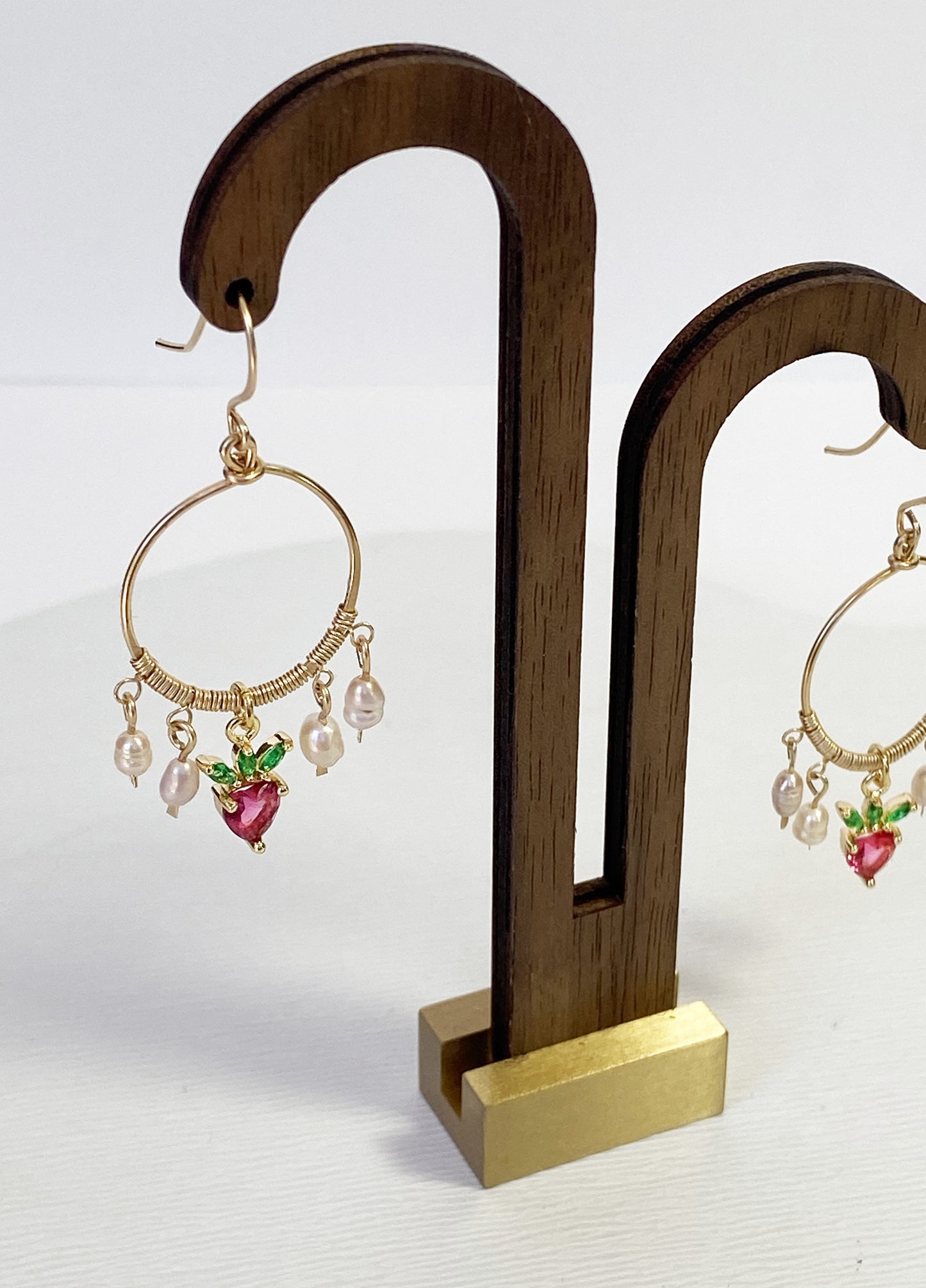 Ruby Heart Chandelier Earrings