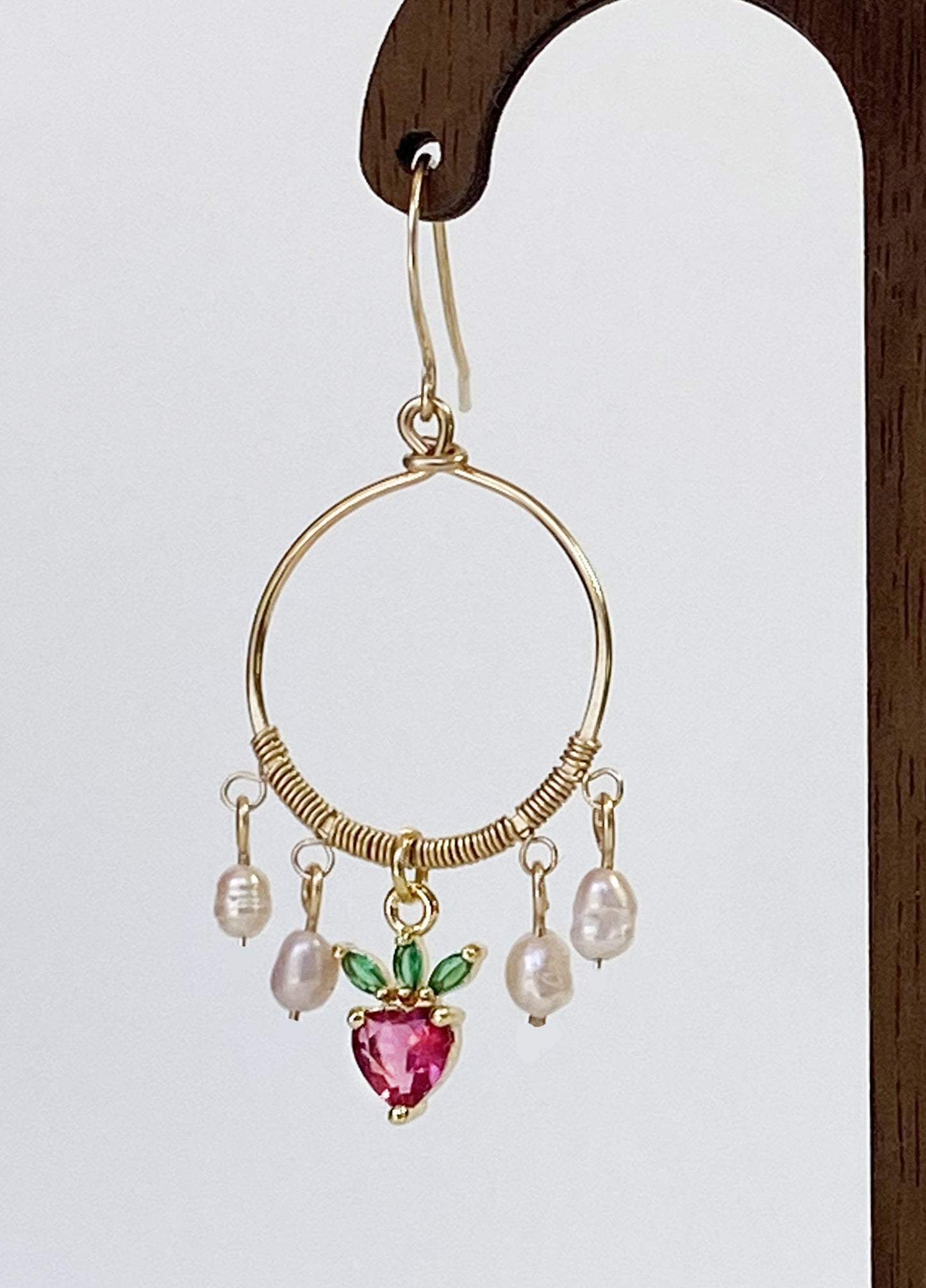 Ruby Heart Chandelier Earrings