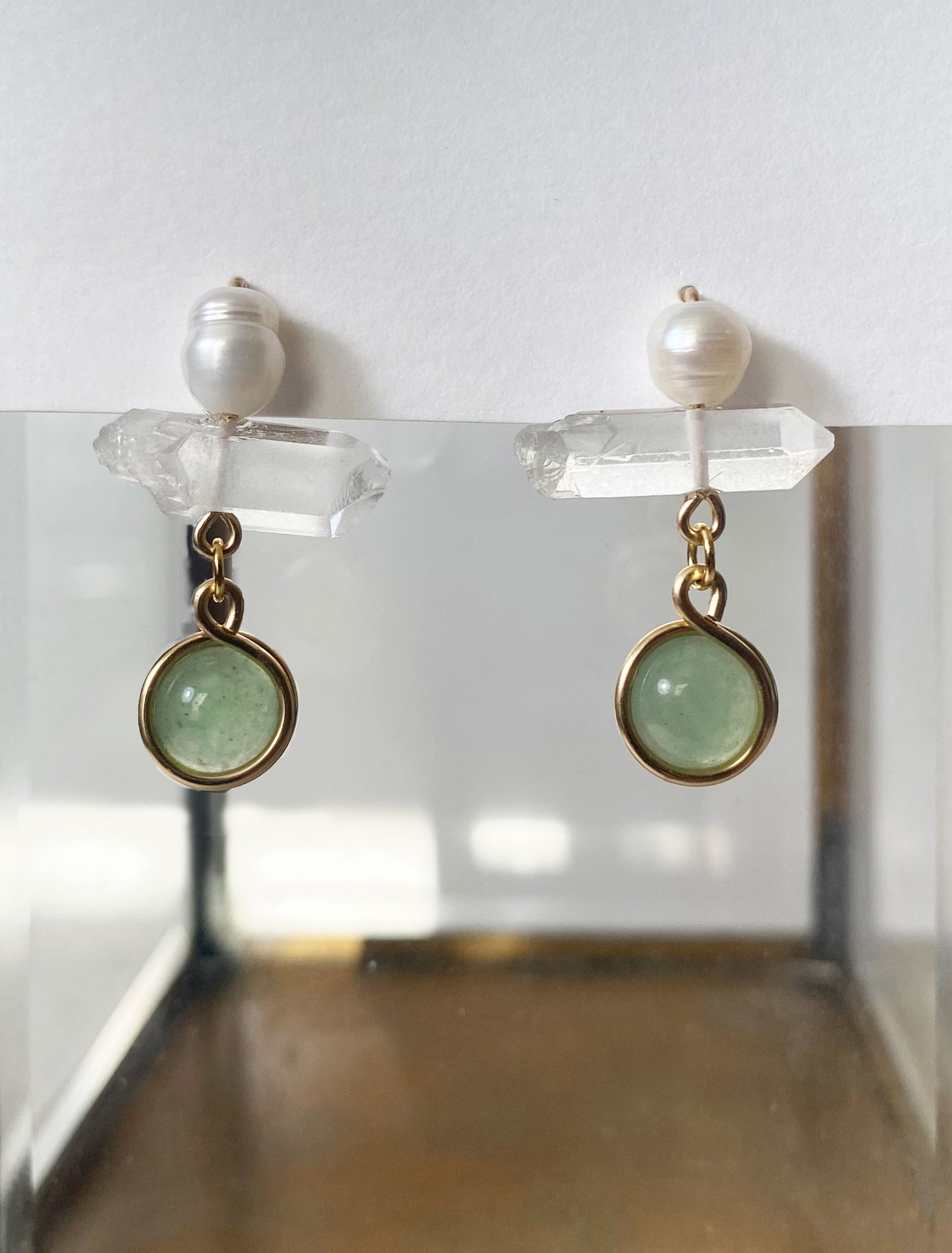 Jade x Quartz Earrings