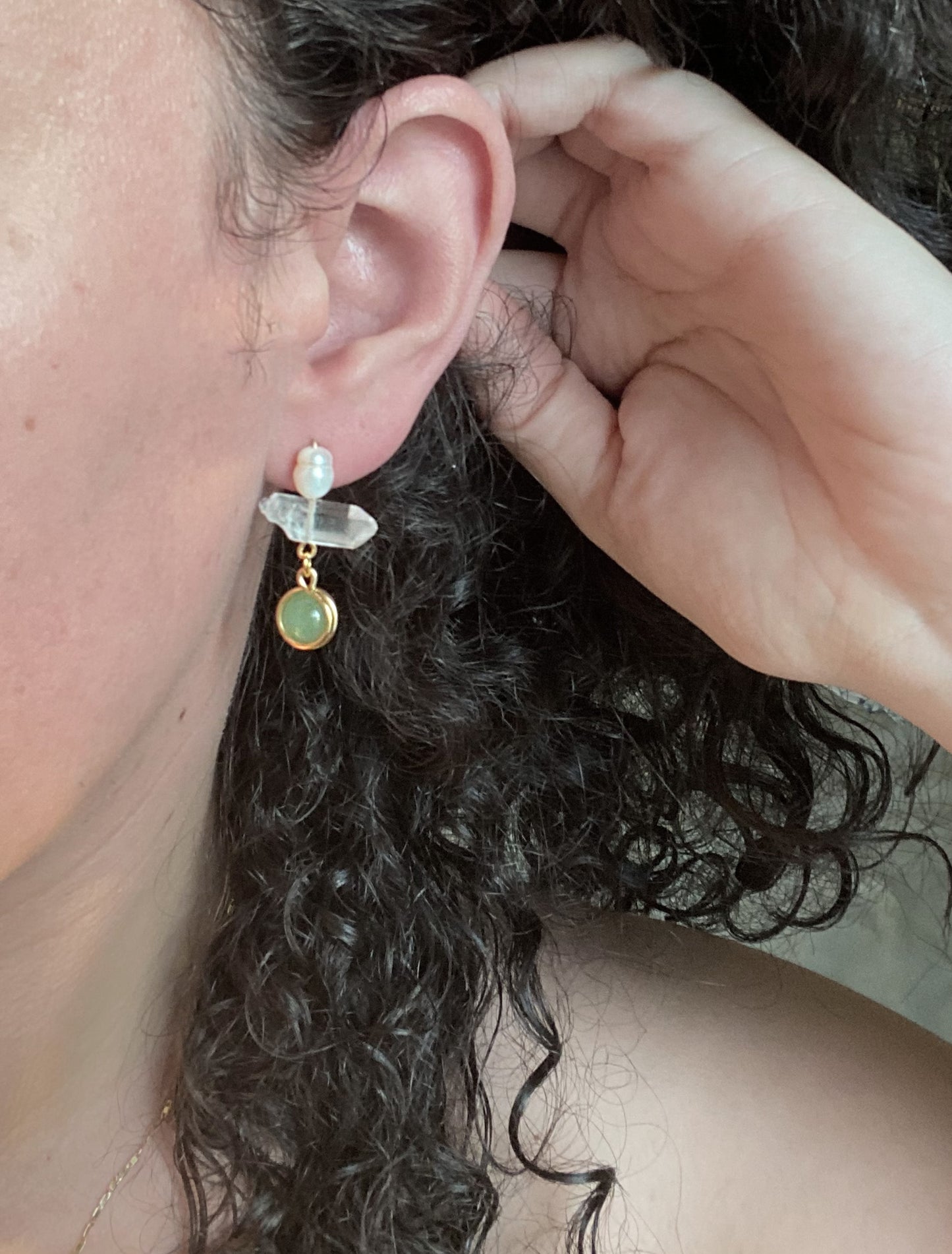 Jade x Quartz Earrings