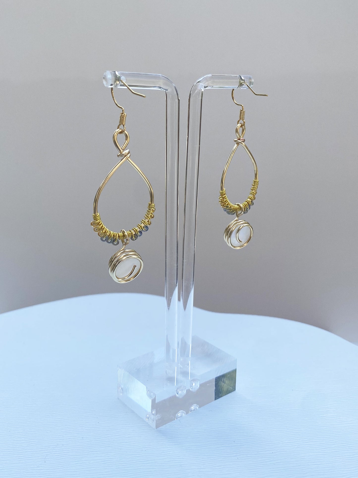 Moonstone Chandelier Gold Earrings