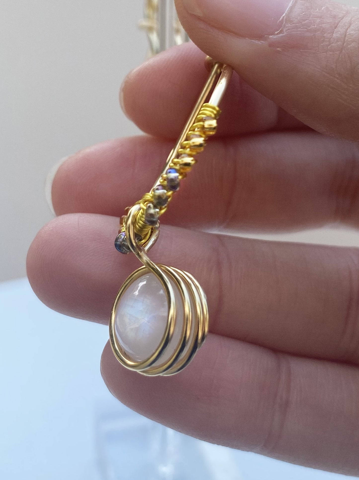 Moonstone Chandelier Gold Earrings