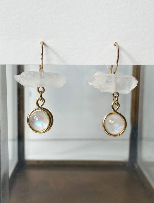 Moonstone x Quartz Earrings